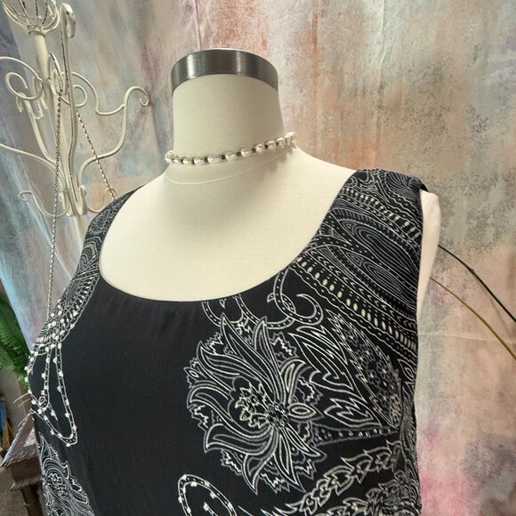 VTG 📌 Eva Blue Sleeveless 1920's Themed Beaded Asymmetrical Cocktail Dress - Picture 5 of 15